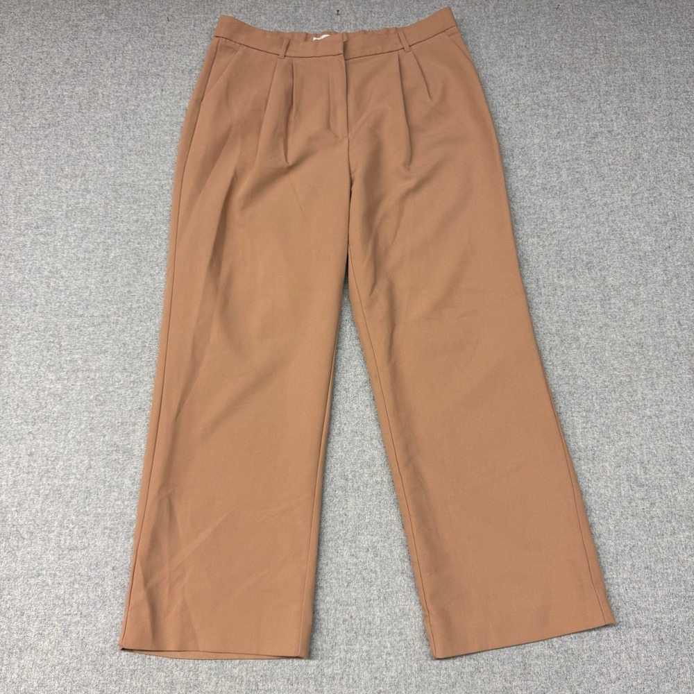 Abercrombie & Fitch Sloane Tailored Wide Leg Pants 18L 34 Tan Brown Pleated High